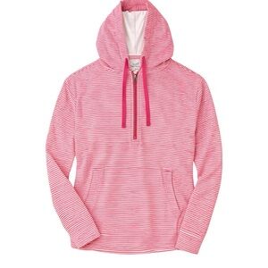 Croft & Barrow Pink Striped Quarter Zip Hoodie 2X Plus Pocket Pullover NWT